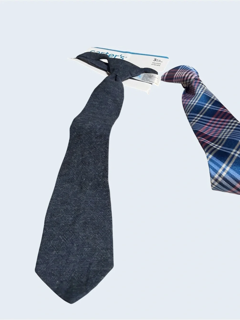 2 Carter’s Ties!! Blue Plaid & Dark Blue Jean Ties